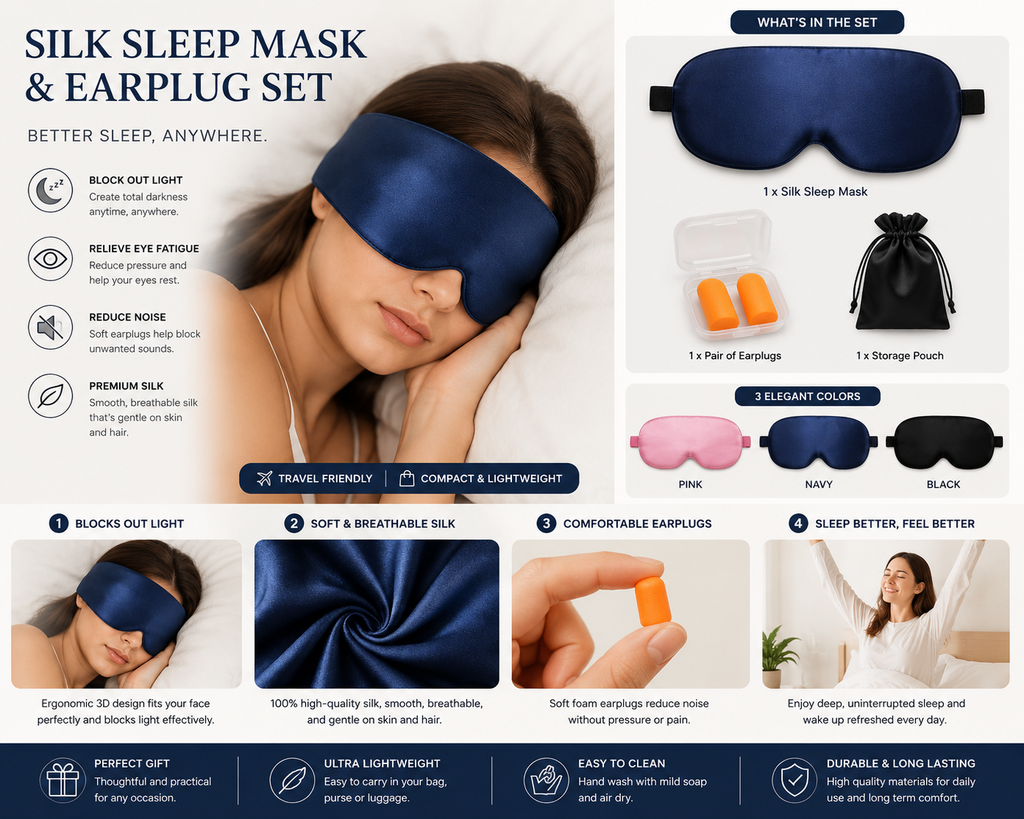 Silk Sleep Mask & Earplug Set