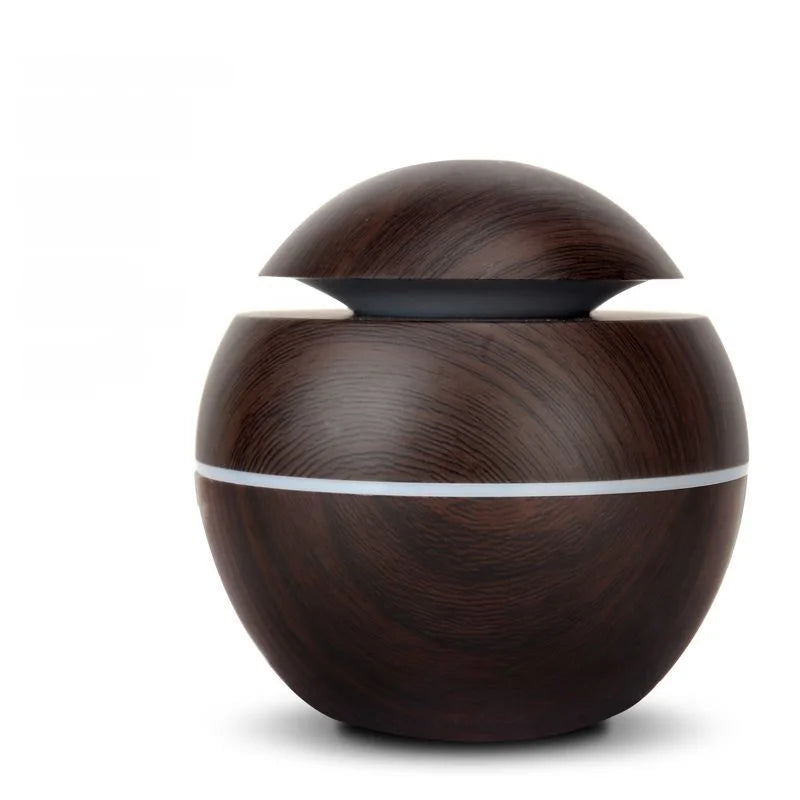 Wood Grain Ultrasonic Humidifier with Color-Changing LED Light