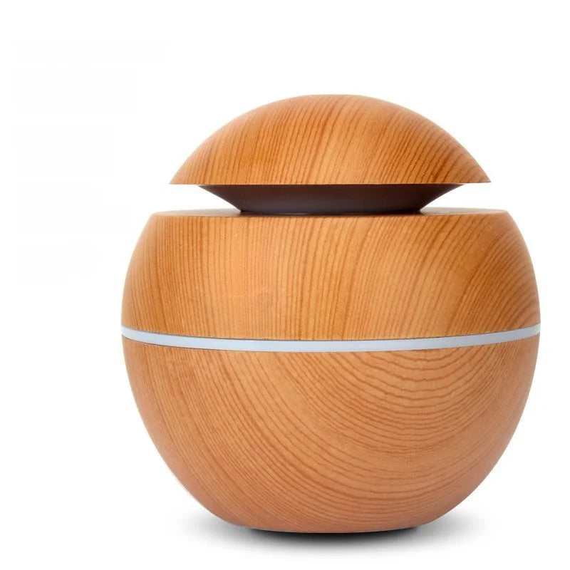 Wood Grain Ultrasonic Humidifier with Color-Changing LED Light